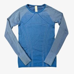 IVIVVA by Lululemon Girls Blue Swiftly Tech Seamless Tee Long Sleeve Size 10